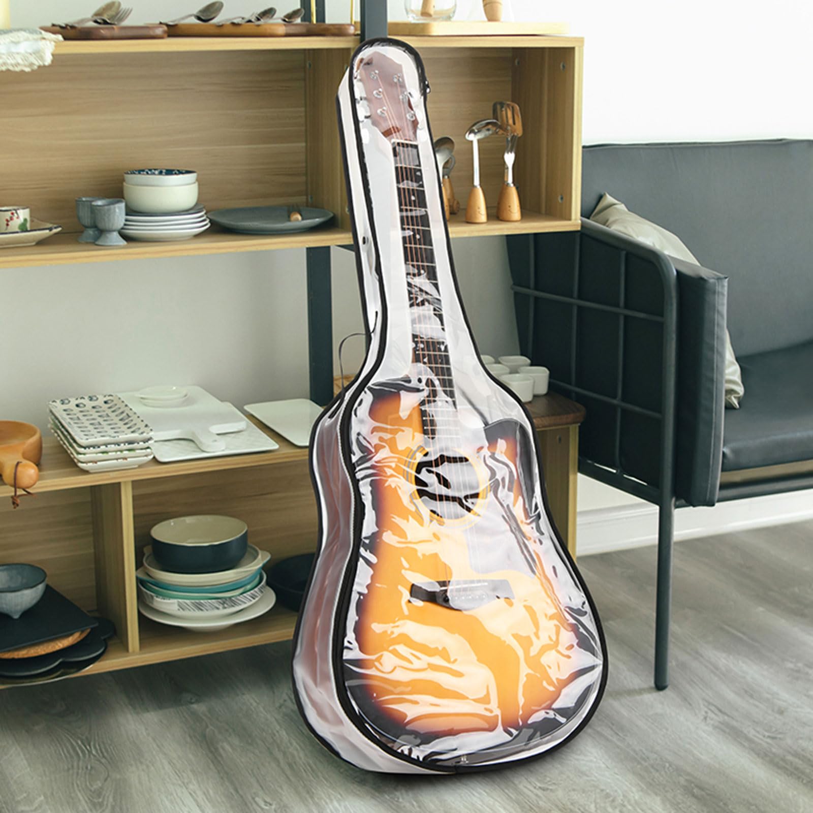 40/41 cala gitara elektryczna przezroczysta obudowa ochronna TPU z podwójnym zamkiem błyskawicznym i boczną kieszenią do przechowywania trwała obudowa na gitarę