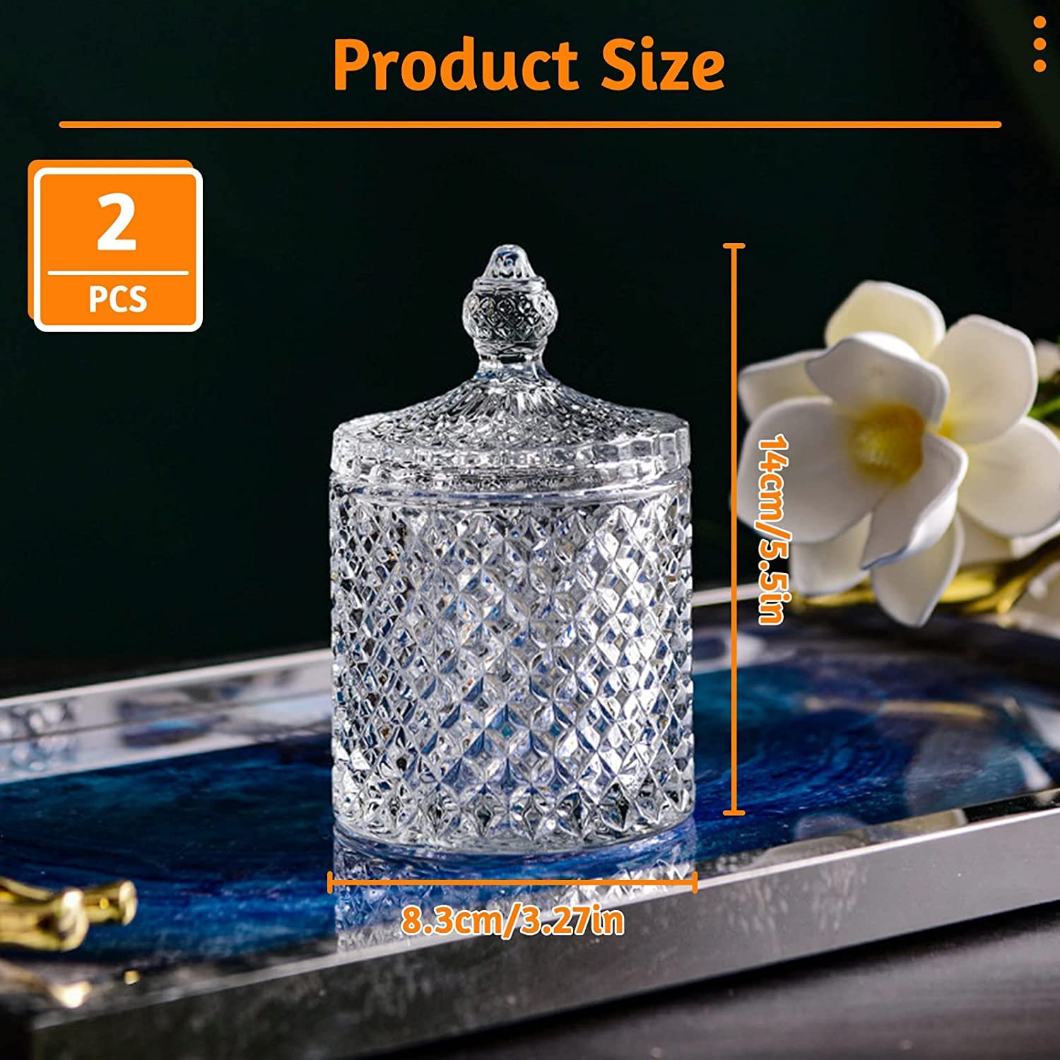 Porta Caramelle In Vetro Trasparente - Design Elegante Per Dolci E Oggetti - 9 Cm - Home Deco Factory