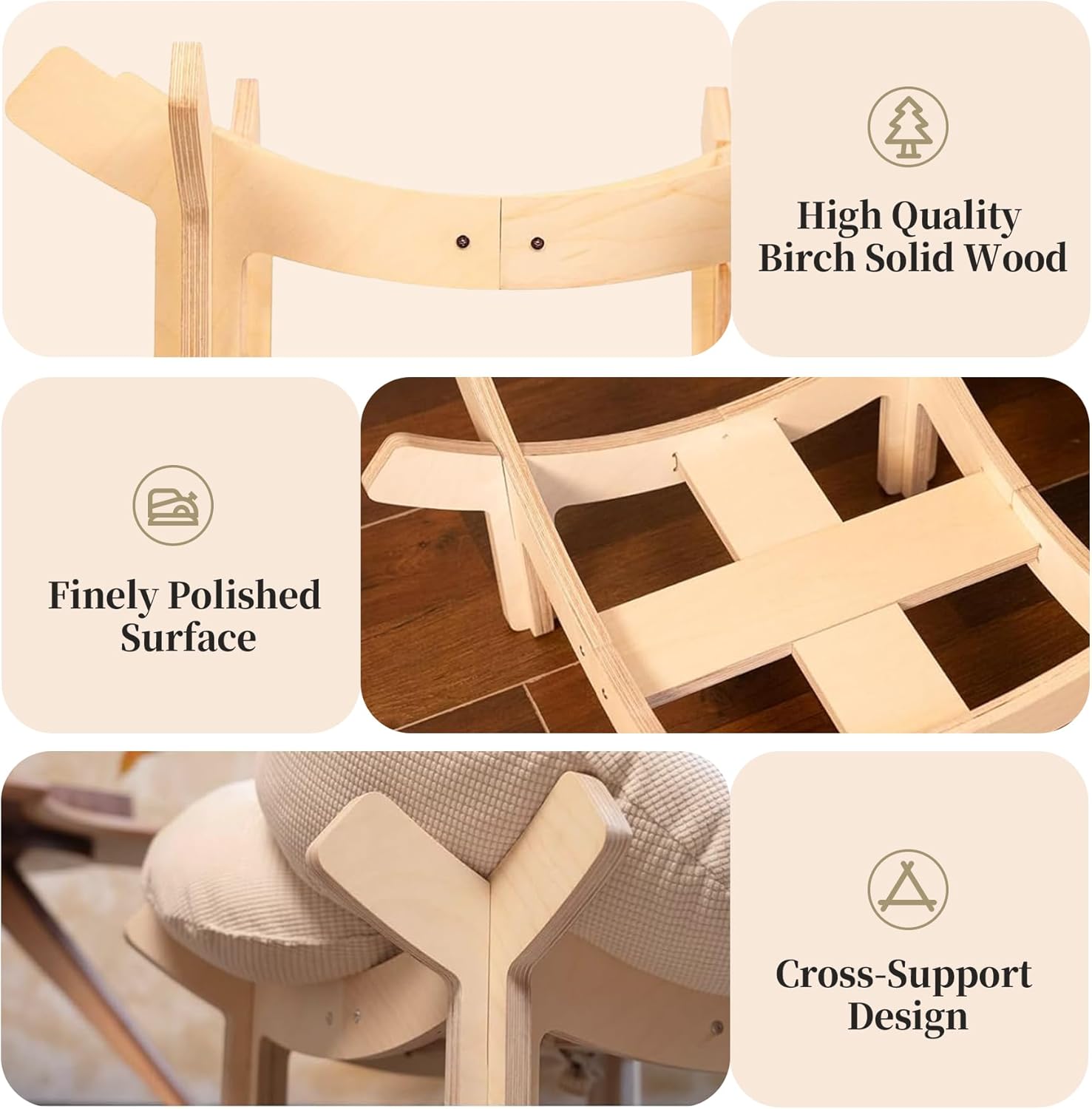 PACHIRA Elevated Cat Bed Wooden, Cat Couch Fluffy, Cat Sofa Flower for Indoor Cats, Raised Cat Bed with Washable Fluffy Cushion and Birch Wood, Suitable for Kitty and Puppy, Cat Furniture (White)