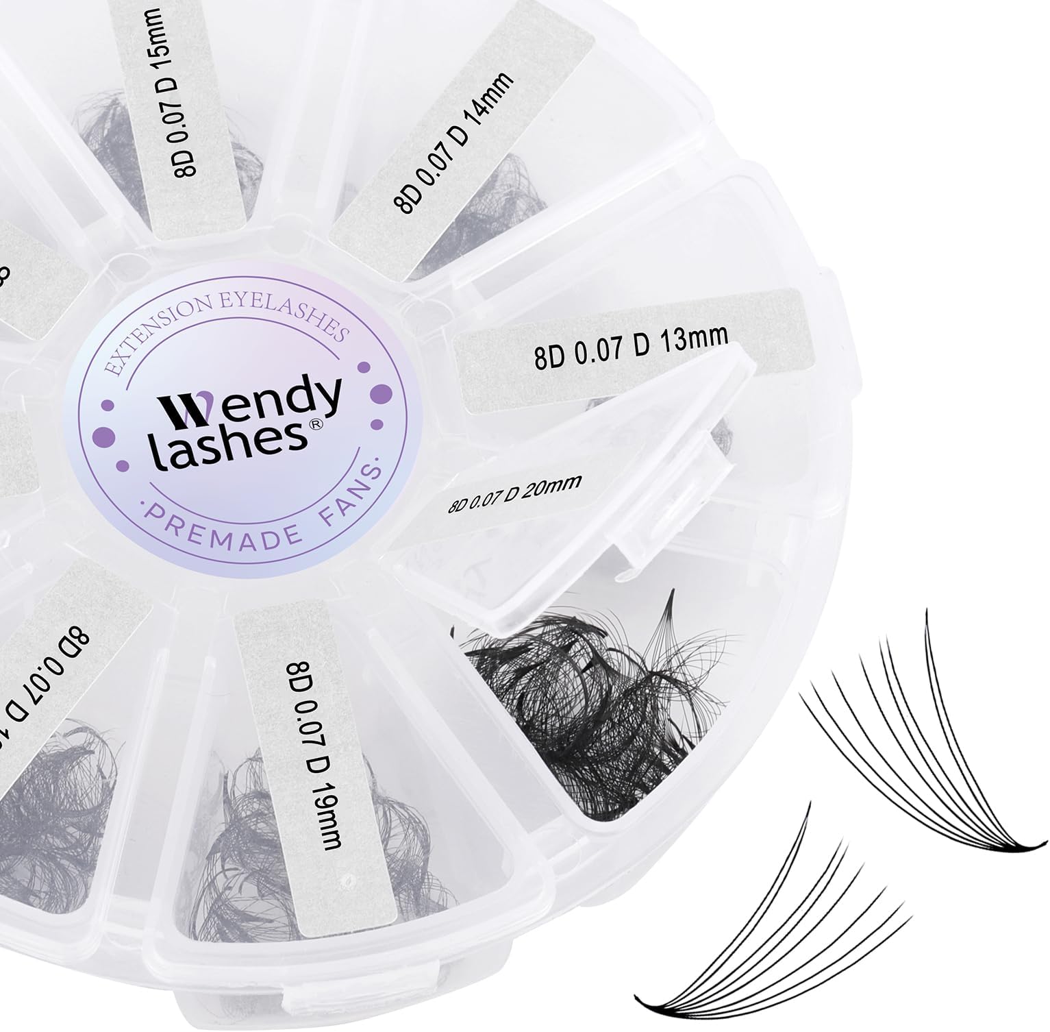 Black Pre-made Volume Lash Extension 500+8D Handmade Loose Fans C/D Curl 13-20mm Mixed Premade Lash (500Pcs-8D-0.07-D, 13-20mm Mixed)