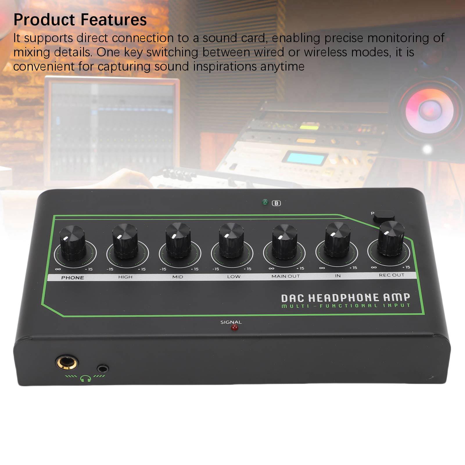 Wzmacniacz Słuchawkowy DAC Digital to Analog Converter z 3eq Type C 3,5 Mm Stereo Optyczne BT Wejście BT do Gier PC Home Sound System (wtyczka UE)