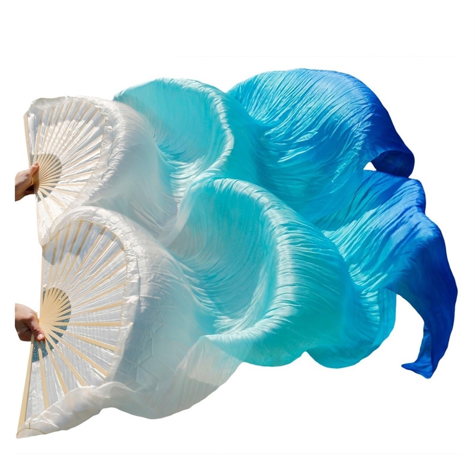 Chiński sztuczny taniec brzucha Jedwabny welon do tańca brzucha Bambusowy ręcznie wykonany Gradient Wielokolorowy Wiele rozmiarów 2 szt(15,XL-230x90cmReal Silk)