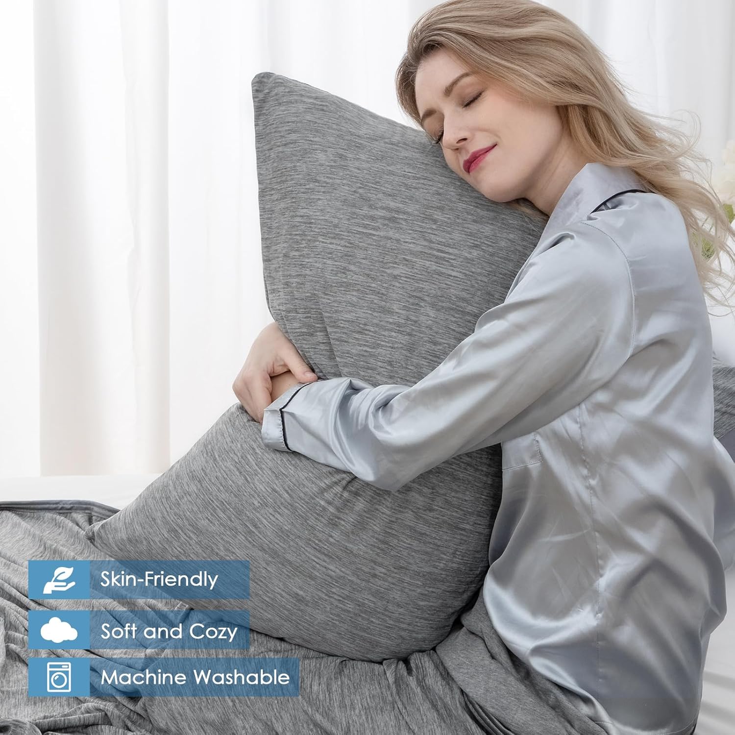 CHOSHOME Cooling Pillow Cases Zipper Pillow Covers Q-Max > 0.45 Zippered Pillowcases for Hot Sleepers, Soft, Breathable, Skin-Friendly, 2 Pack (Standard, 20" x 26", Grey) - Image 5