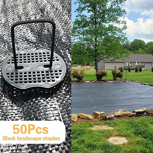 Miniatura 26 de Bakulyor 200 grapas de césped artificial verde + 200 arandelas amortiguadoras, grapas de paisaje de calibre 11 de 6 pulgadas, picos de césped