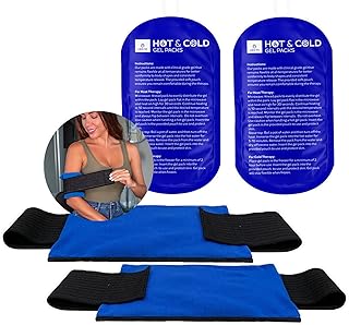 Gel Ice Pack for Injuries | 2 Reusable Gel Packs + 2 Adjustable Wraps - Hot & Cold Compress Flexible Soft Gel Ice Packs fo...