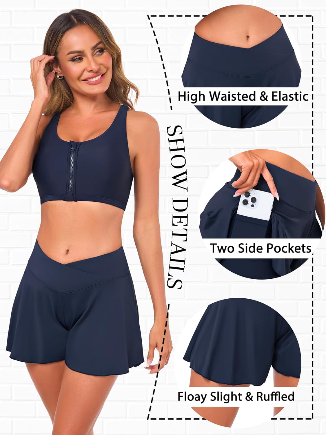 Women's Swim Shorts Bathing Suit Shorts High Waisted Bikini Bottoms Swimsuit Board Short Tankini Swimwear Bottoms - Image 4