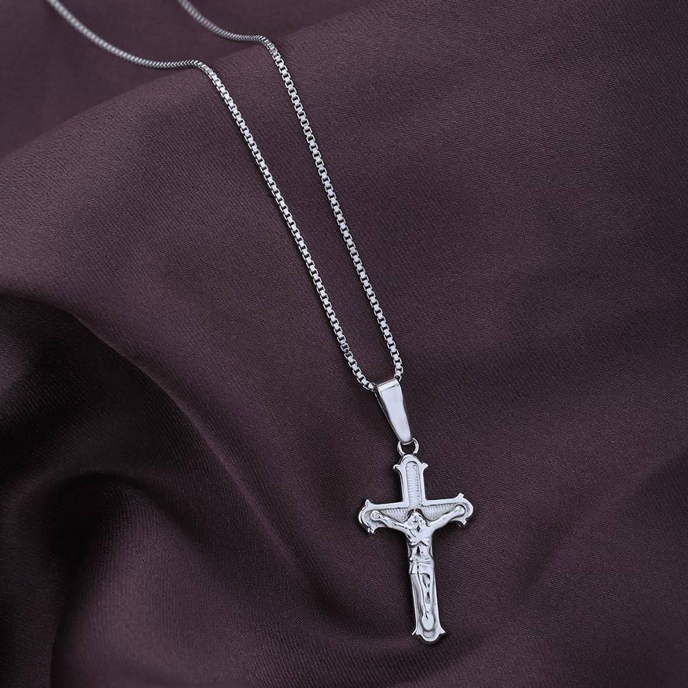 Vanbelle Sterling Silver Jewelry - Rhodium Plated with 925 Stamp - Jesus Crucifix Pendant Necklace - Elegant Handcrafted for Women - Chain 16" long + 2" extender - Image 7