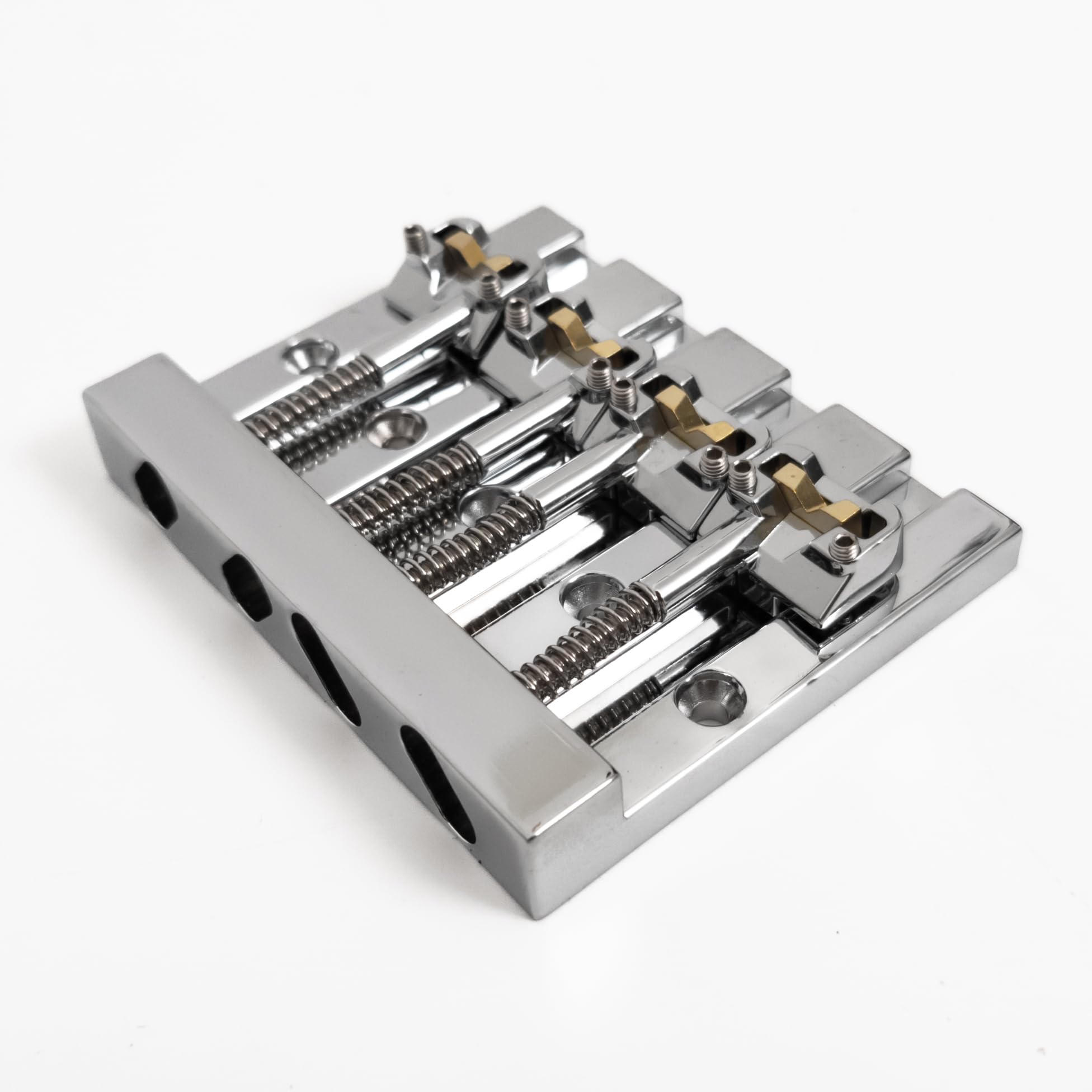 4-strunowy mostek basowy High Mass – regulowany chrom/złoty mostek zastępczy do elektrycznej gitary basowej, kompatybilny z Fender Jazz Bass i Precision Bass (chrom)