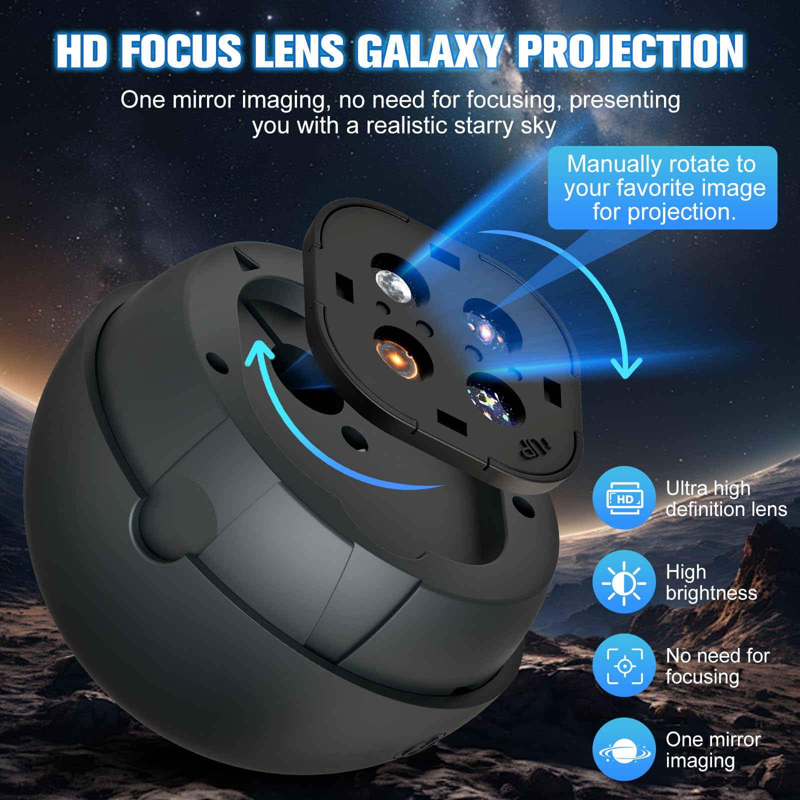 Planetarium Projector for Bedroom, 12 Image Discs, Galaxy