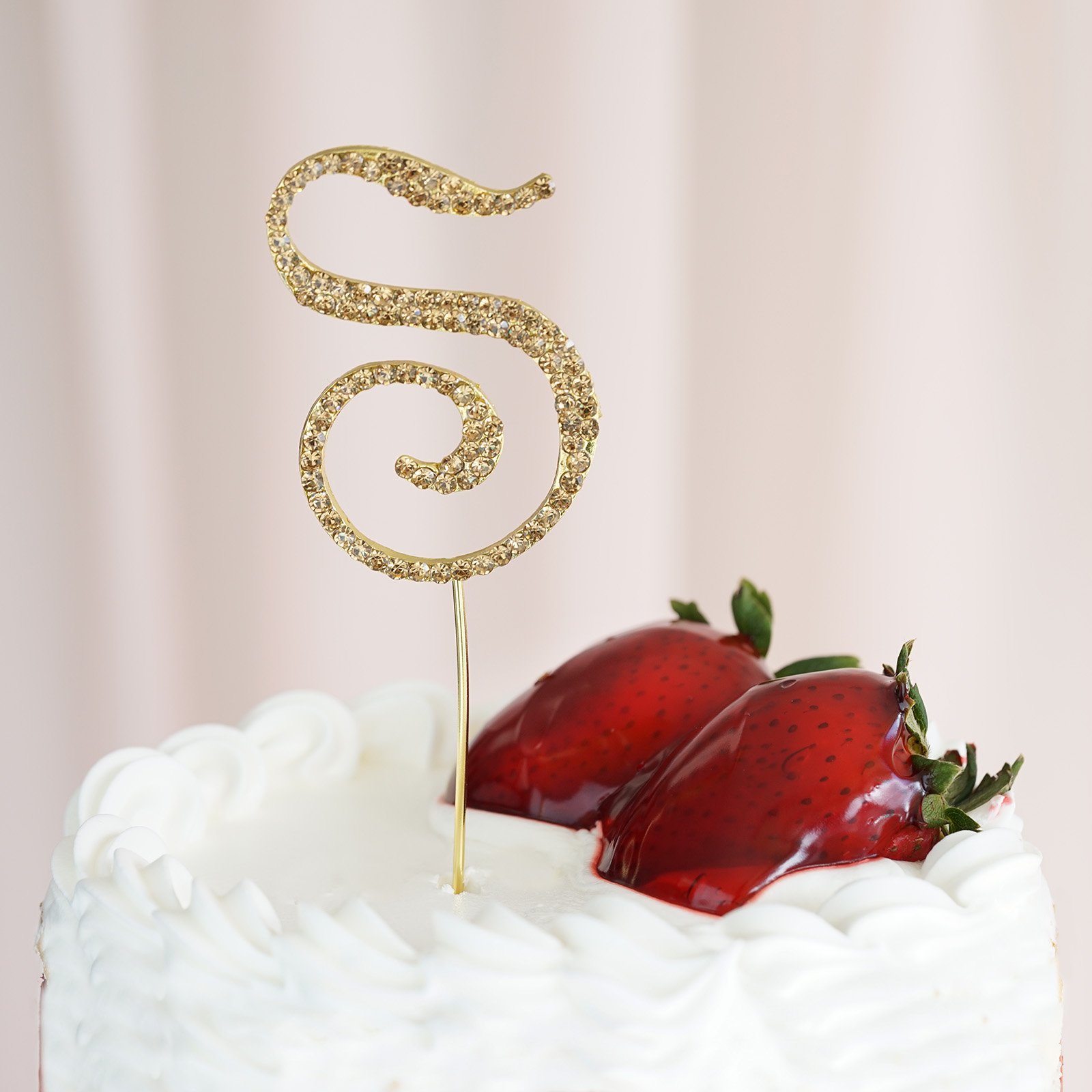 2.5-Inch tall Gold Letter S Crystal Rhinestone Cake Topper - Personalized Monogram Wedding Birthday Party Decorations