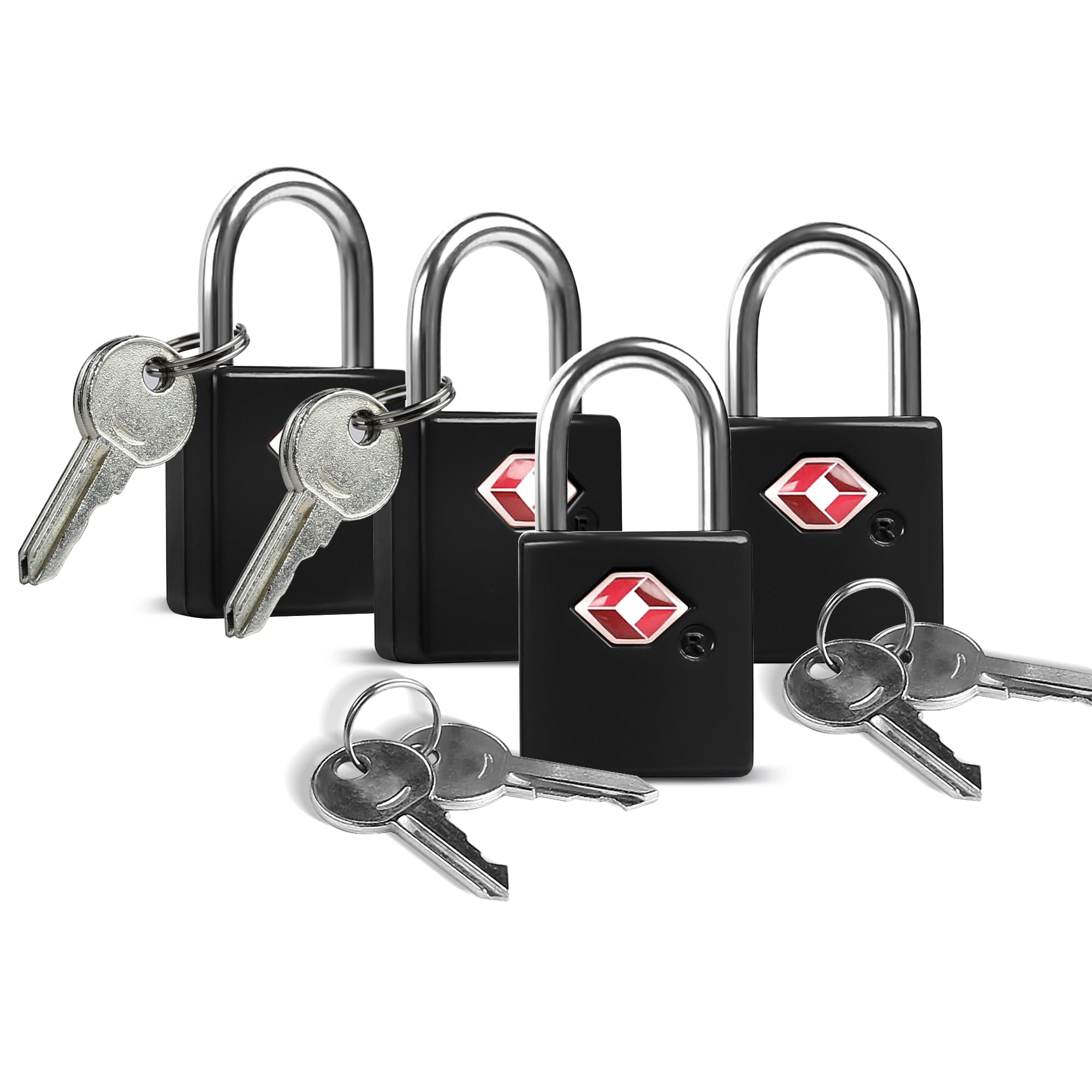 UP Security TSA Locks for Luggage with Keys, Luggage Locks TSA Approved 4 Pack, International Travel Essentials, Small Padlock with Key, Mini Padlock