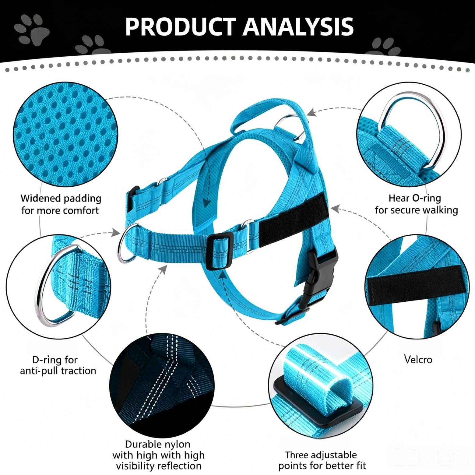 Arnés antitirones para Perros – Chaleco Ajustable con Clip Delantero, Material Transpirable Suave Acolchado, Anilla en D Resistente, asa Fuerte para Perros pequeños y Grandes,Latón,XL