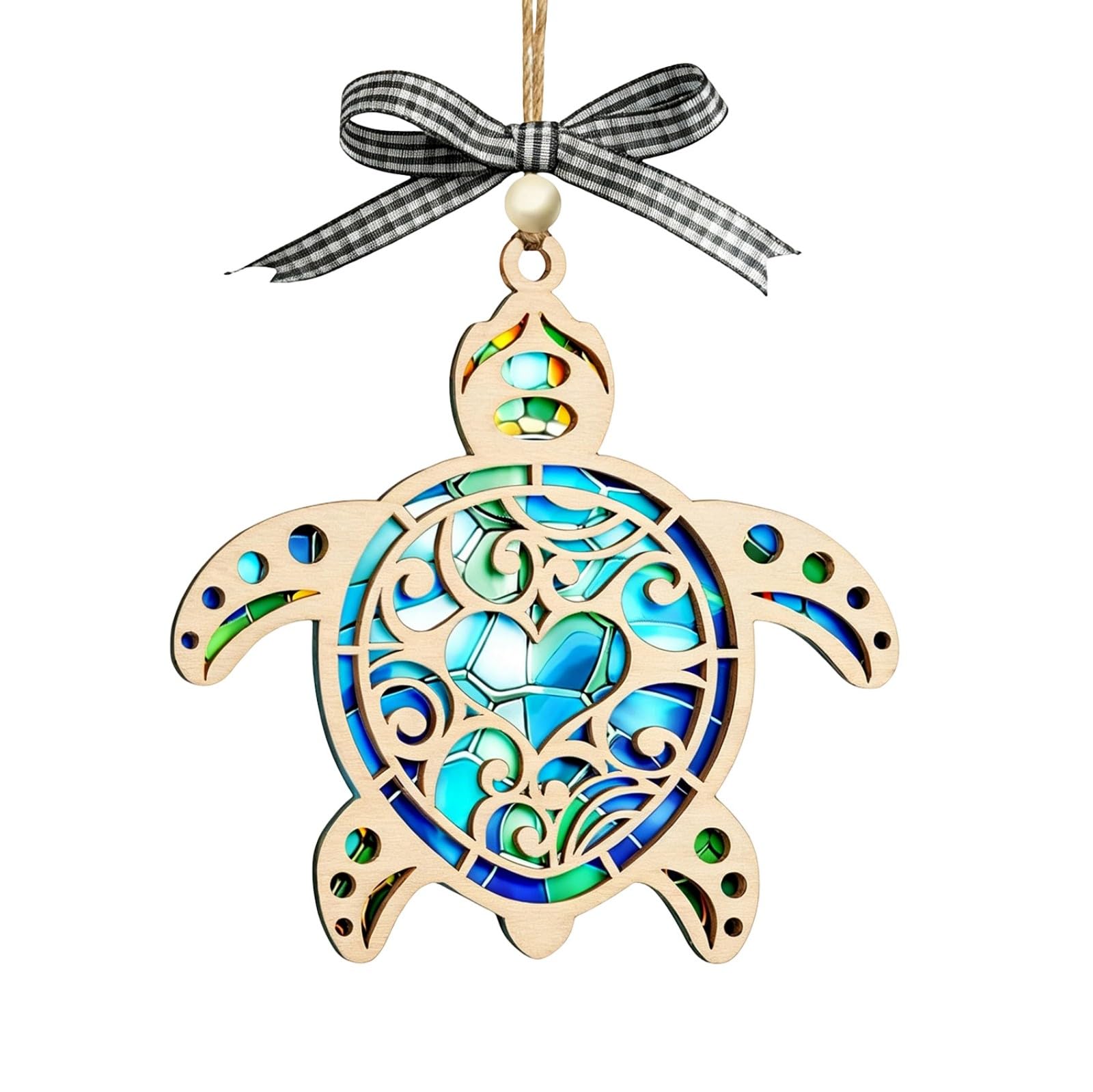 Whoasyst Christmas Ornaments for Tree Sea Turtle Women Sea Turtle Acrylic Suncatchers Ornament for Window Hanging Decor