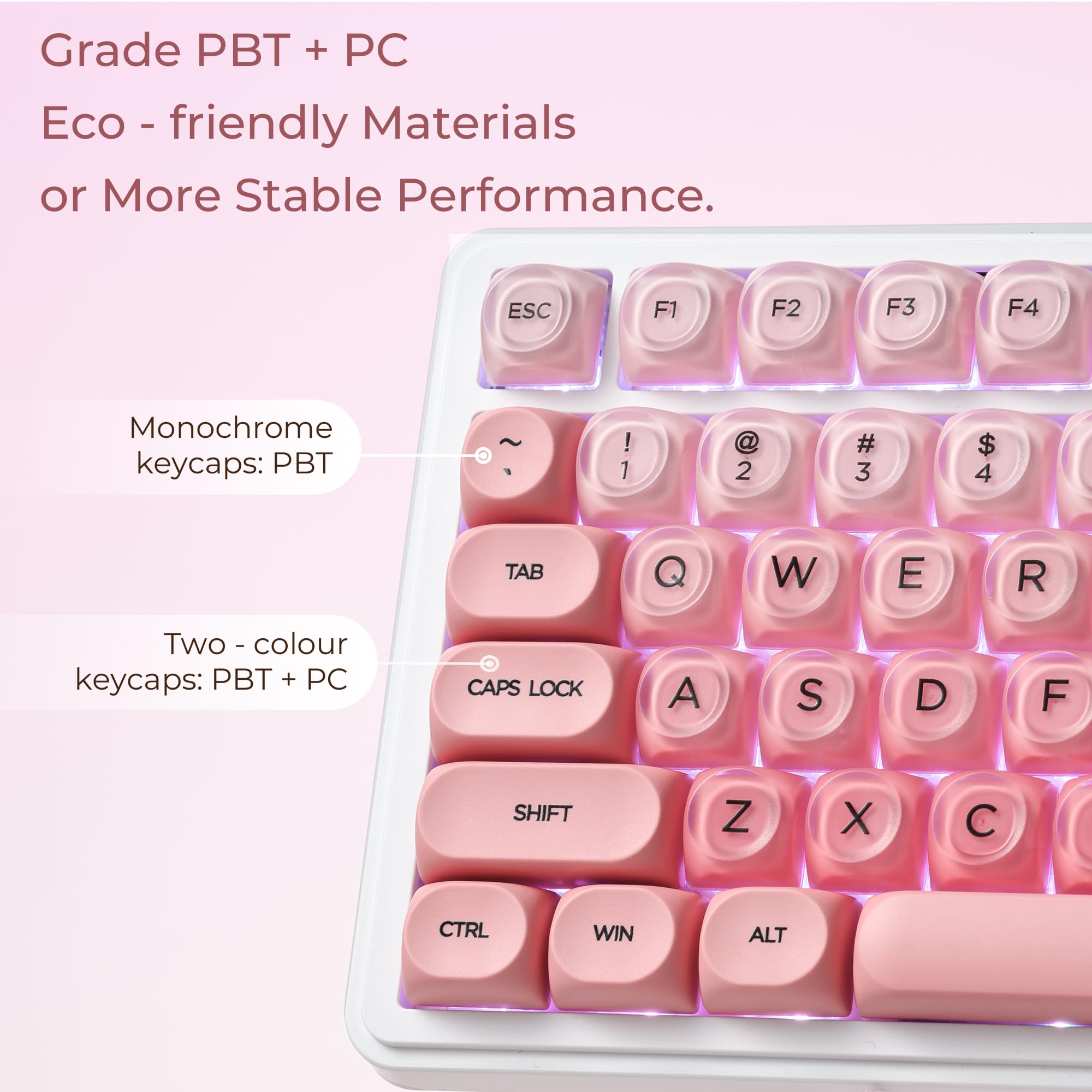 Amazon.co.jp: PBT キーキャップ、XVX ピンクジェリー HOA