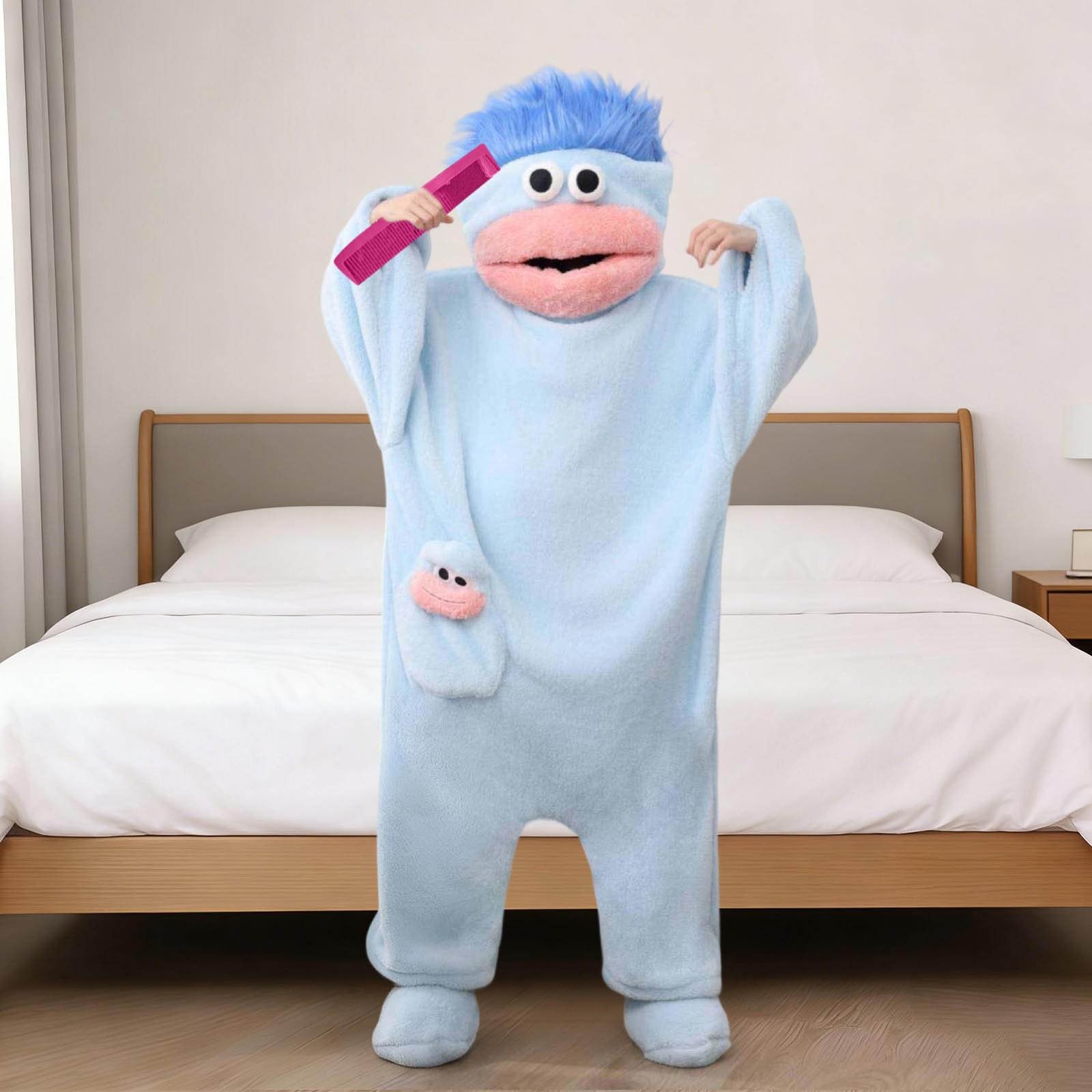 Mono Tonto, Divertido Pijama Verde De Monstruo De Boca Grande, De Monstruo De Felpa Suave Y Acogedora