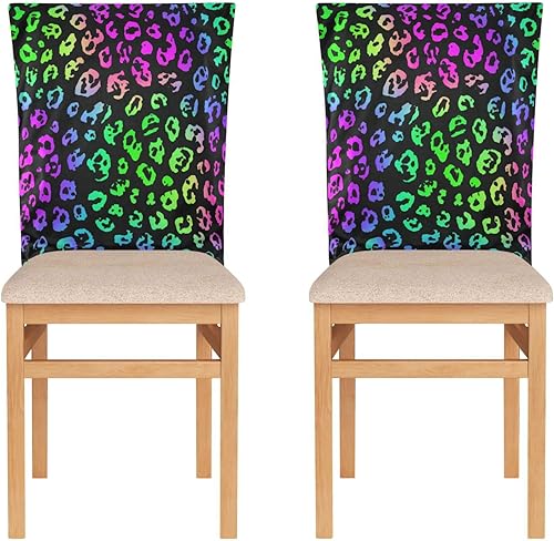 Neon Leopard Print Chair Back Covers Anti-Dust for Classroom Set of 2 decoración Waterproof Chair Covers for Dining Chairs protectores de sillas