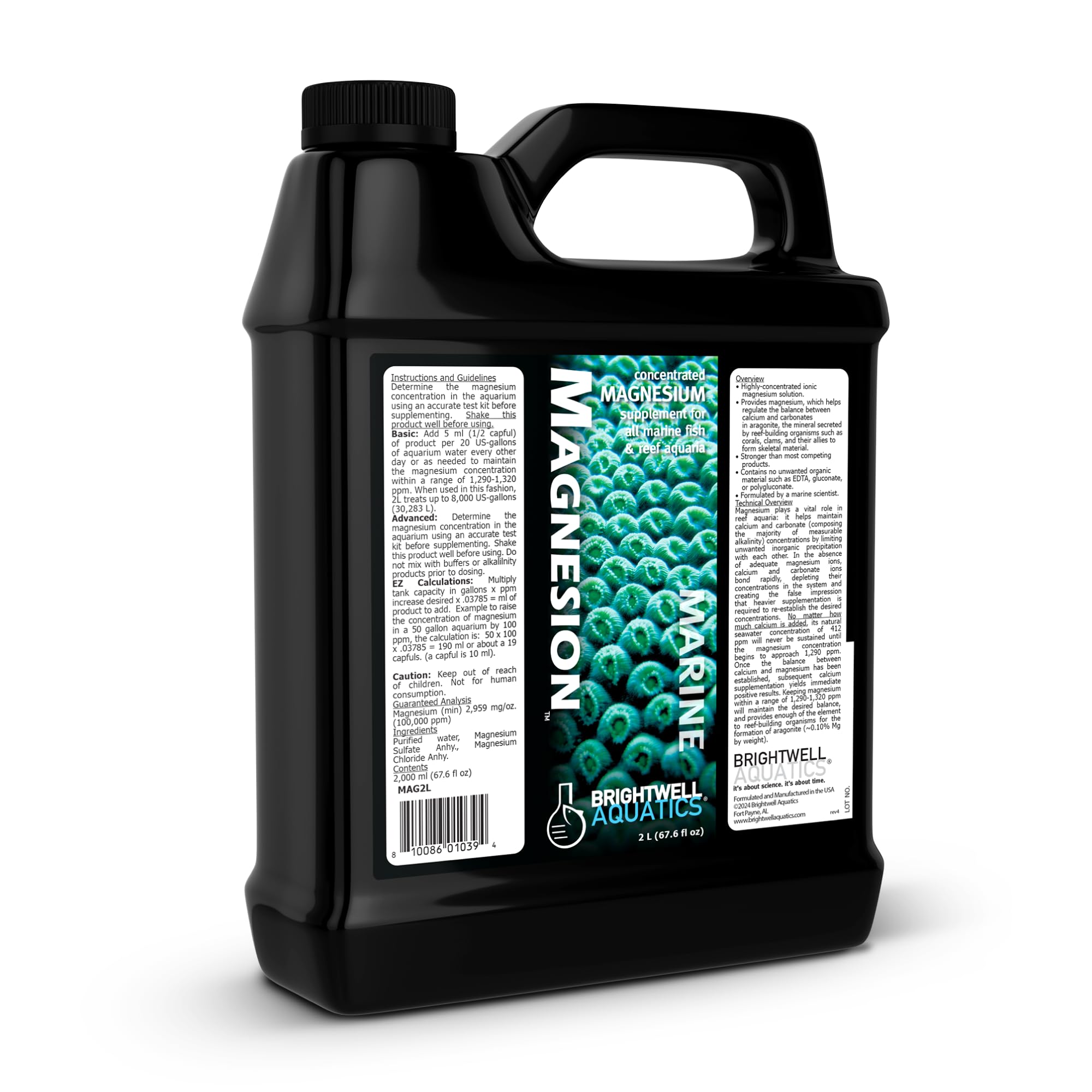 Brightwell Aquatics Magnesion Liquid Salt Water Conditioner - Concentrated Magnesium Supplement For Reef and Marine Aquariums, 67.6 fl oz