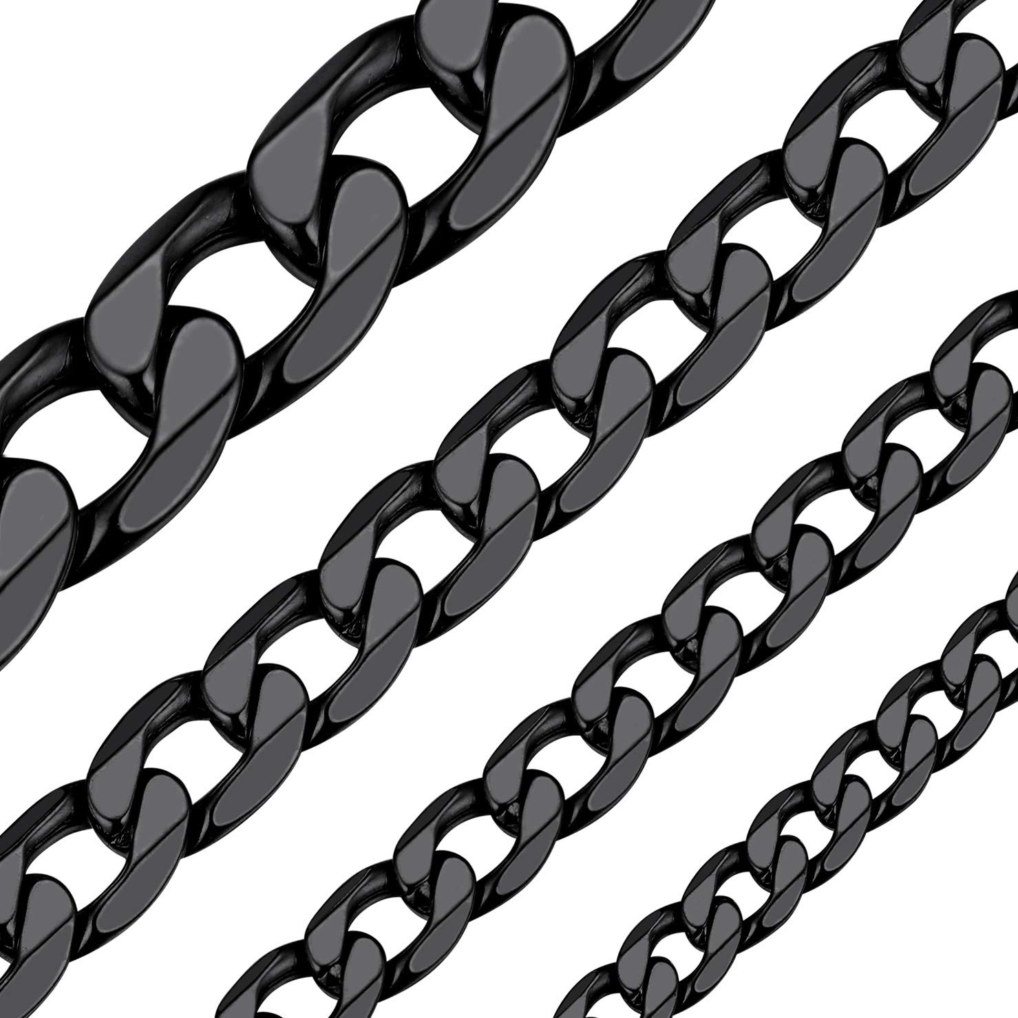 ChainsHouse Stainless Steel Cuban Link Chain Necklace for Men Women, Black/14K Gold Plated Flat Cuban Chain, 4mm/6mm/9mm/13mm Width Hip Hop Jewelry