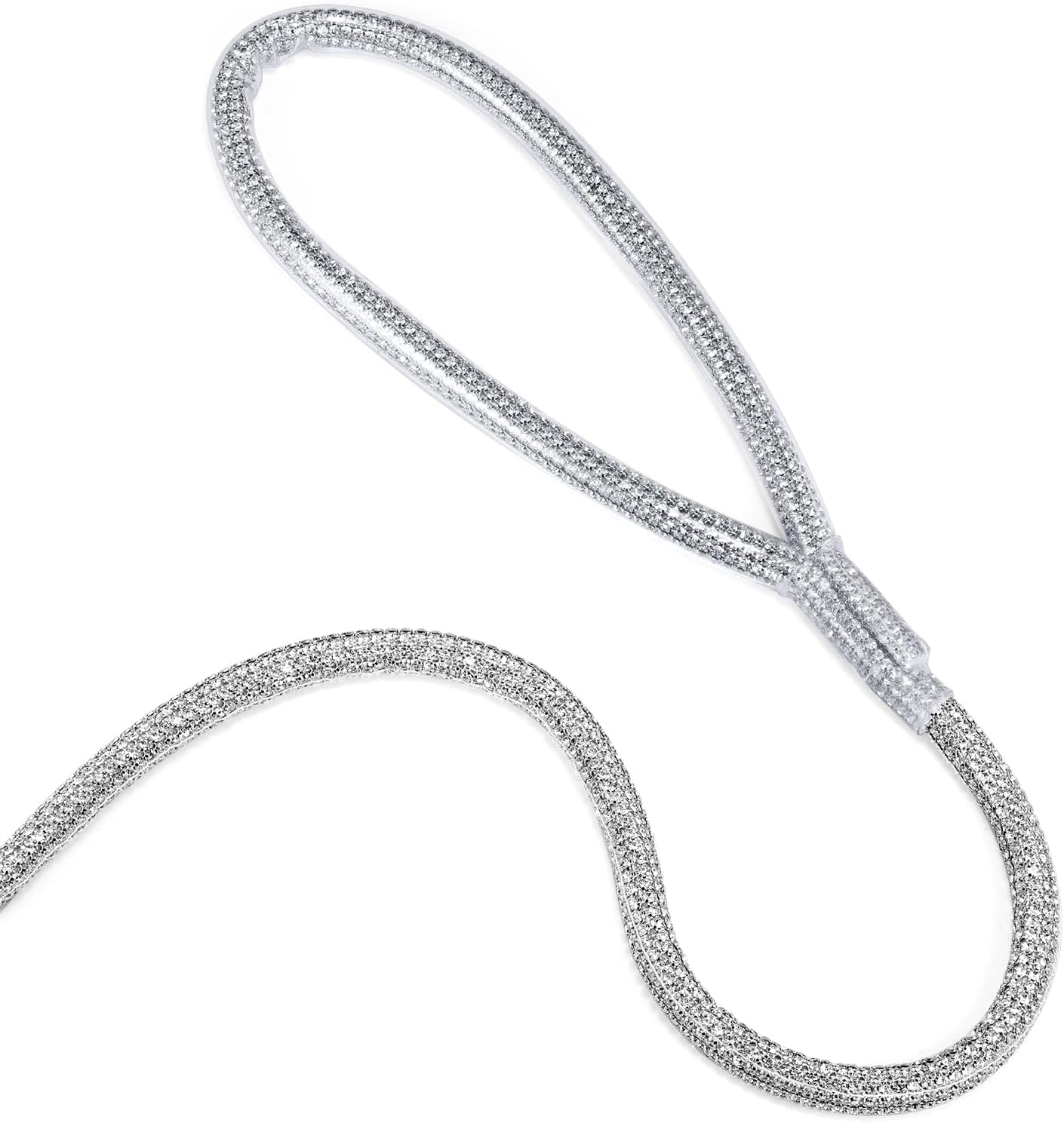 5フィート スタイリッシュで豪華なラインストーン犬用リーシュ、60インチのフルダイヤモンドデザイン、結婚式や毎日の散歩用、キラキラし