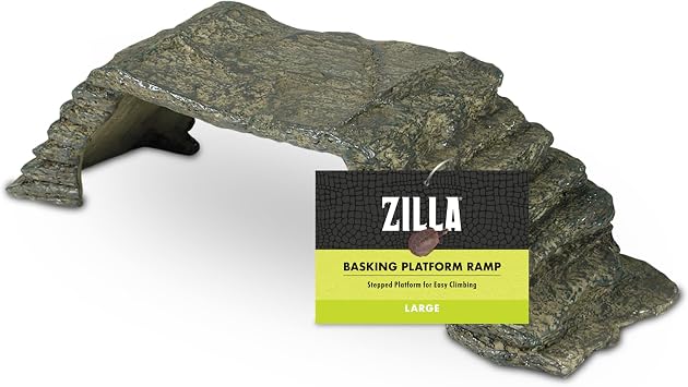 Zilla Reptile Basking Platform Ramp, Naturalistic Rock Decor, Large