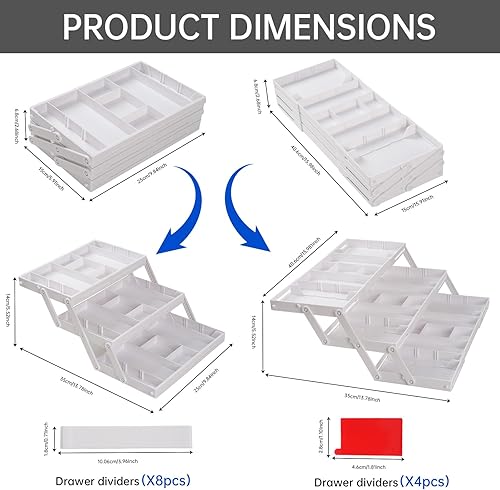Miniatura 3 de Organizador de cajones inteligente de varios niveles, organizador de cajones de basura plegable ajustable para cocina, baño, oficina y dormitorio,