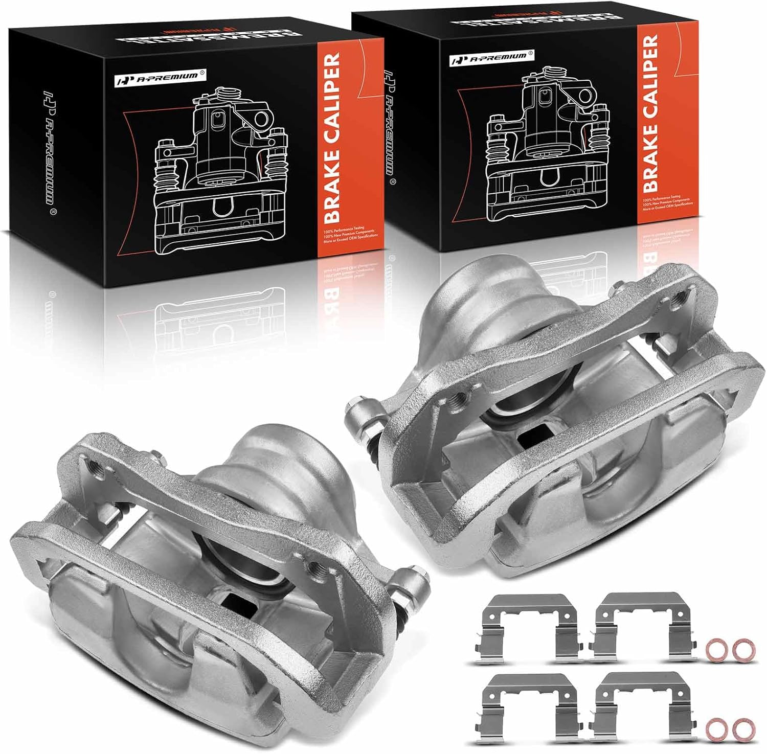 A-Premium Disc Brake Caliper Assembly with Bracket Compatible with Select Hyundai Models - Genesis 2009 2010 2011, V6 3.8L - Front Driver and Passenger Side, 2-PC Set