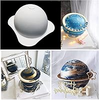 Vista 2 de Moldes de silicona grandes para bolas planetarias, molde de silicona esférica + 2 martillos de madera, molde redondo antiadherente para pasteles