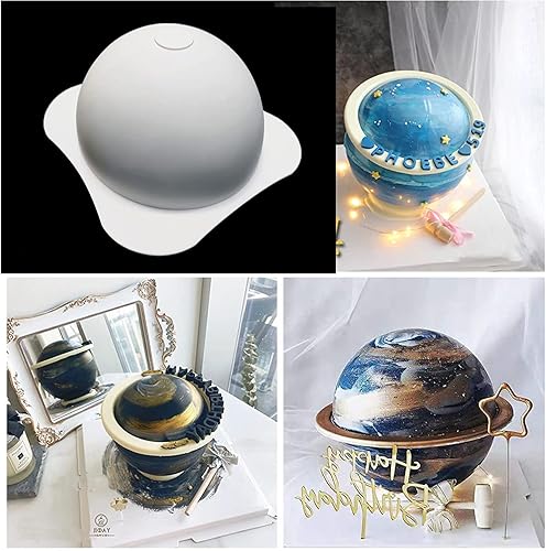 Miniatura 2 de Moldes de silicona grandes para bolas planetarias, molde de silicona esférica + 2 martillos de madera, molde redondo antiadherente para pasteles