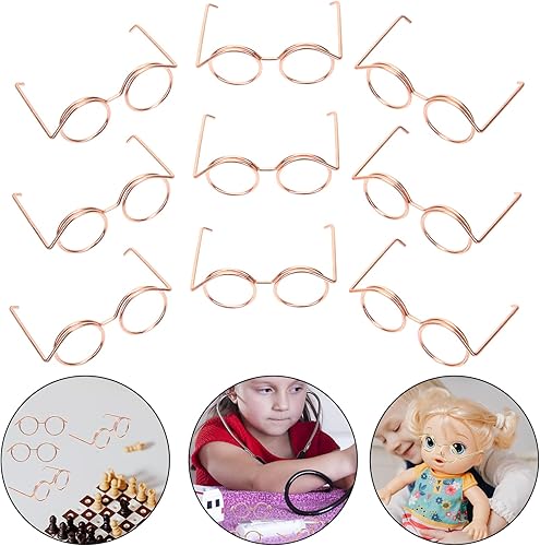 Miniatura 3 de Alipis Lentes de sol de muñeca con borde de alambre de metal, lentes redondos para muñecas y mascotas, 10 unidades