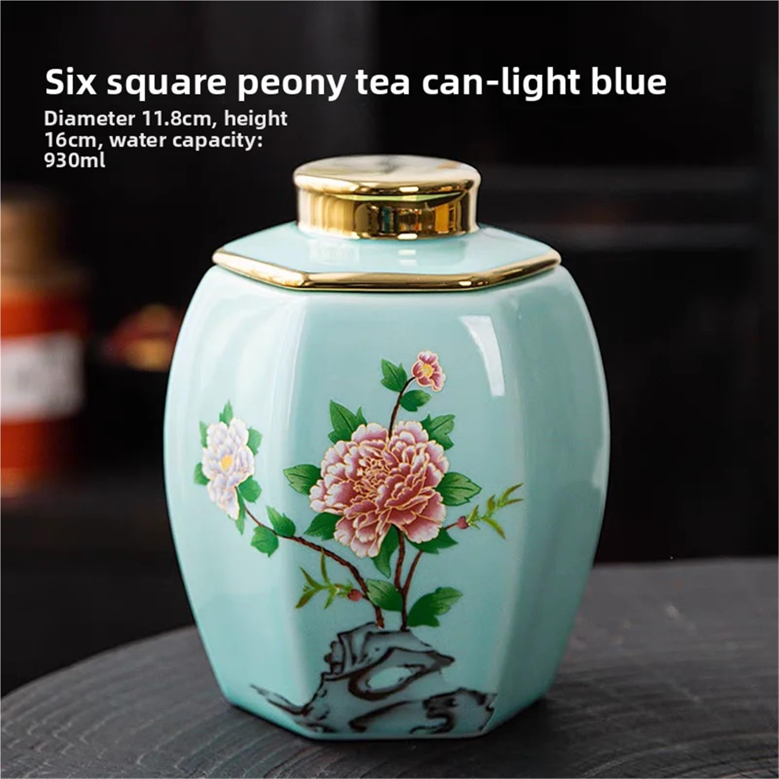 Lata De Té De Cerámica Lata de té porcelana cerámica gran capacidad con tapa, tarro almacenamiento dulces en grano café sellado a prueba humedad