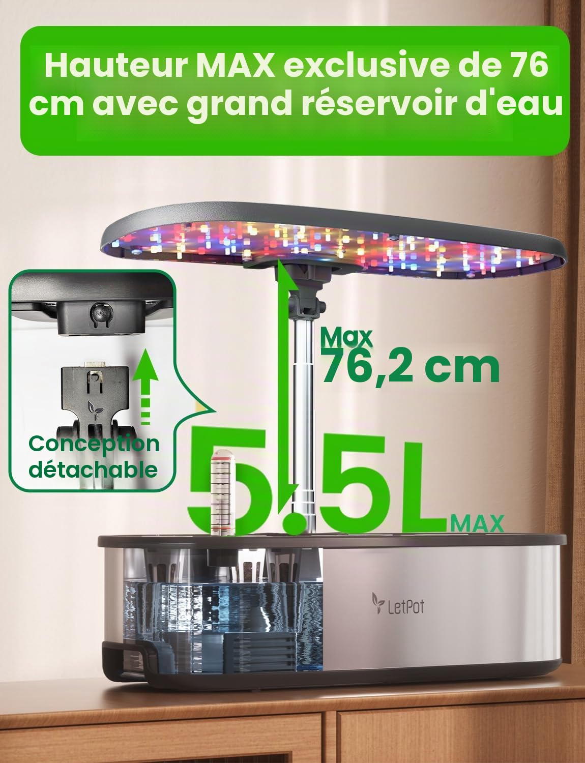 LETPOT LPH-SE Système de Culture Hydroponique, Kit de Jardin d'Herbes Intelligent de 12 Bacs pour Intérieur, Jardin d'Intérieur, Contrôle par APP & WiFi, avec LED de Croissance 24W, Réservoir d'Eau