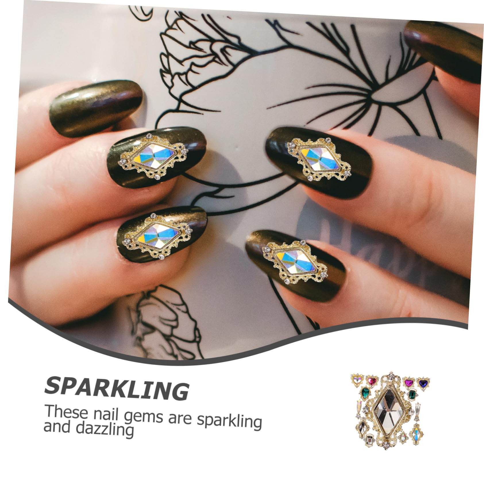 5 Set per Unghie Decorazioni Cristallo per Nail Art per Manicure e Crafting Utilizzabili per Decorazioni Smartphone e Scrapbooking