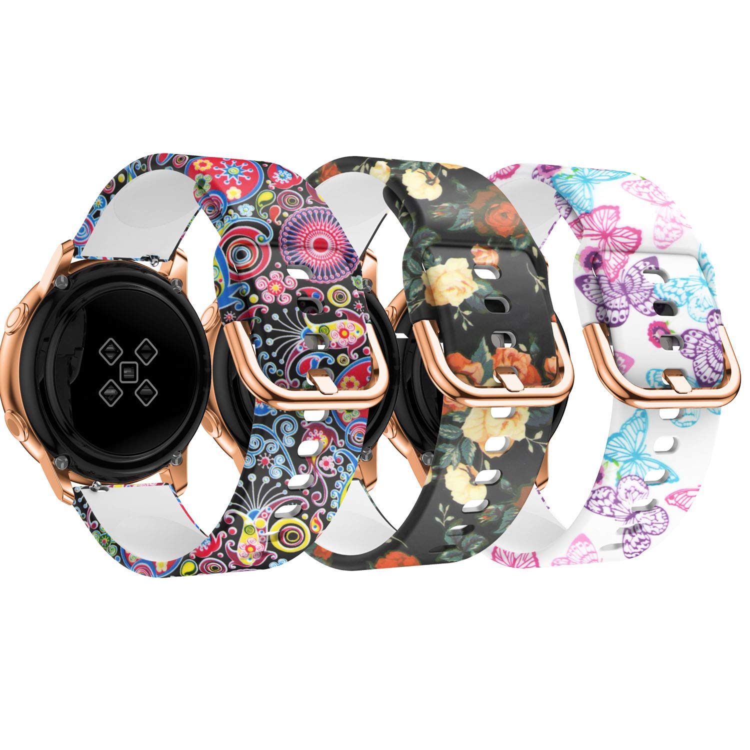 Compatible for Galaxy Watch Active Bands/Active 2/3 Bands 40mm/42mm/44mm,Women Men Soft Slim Silicone Wristband Compatible for Galaxy Watch Gear S2 Classic/Gear Sport Smart Watch Pack of 3.