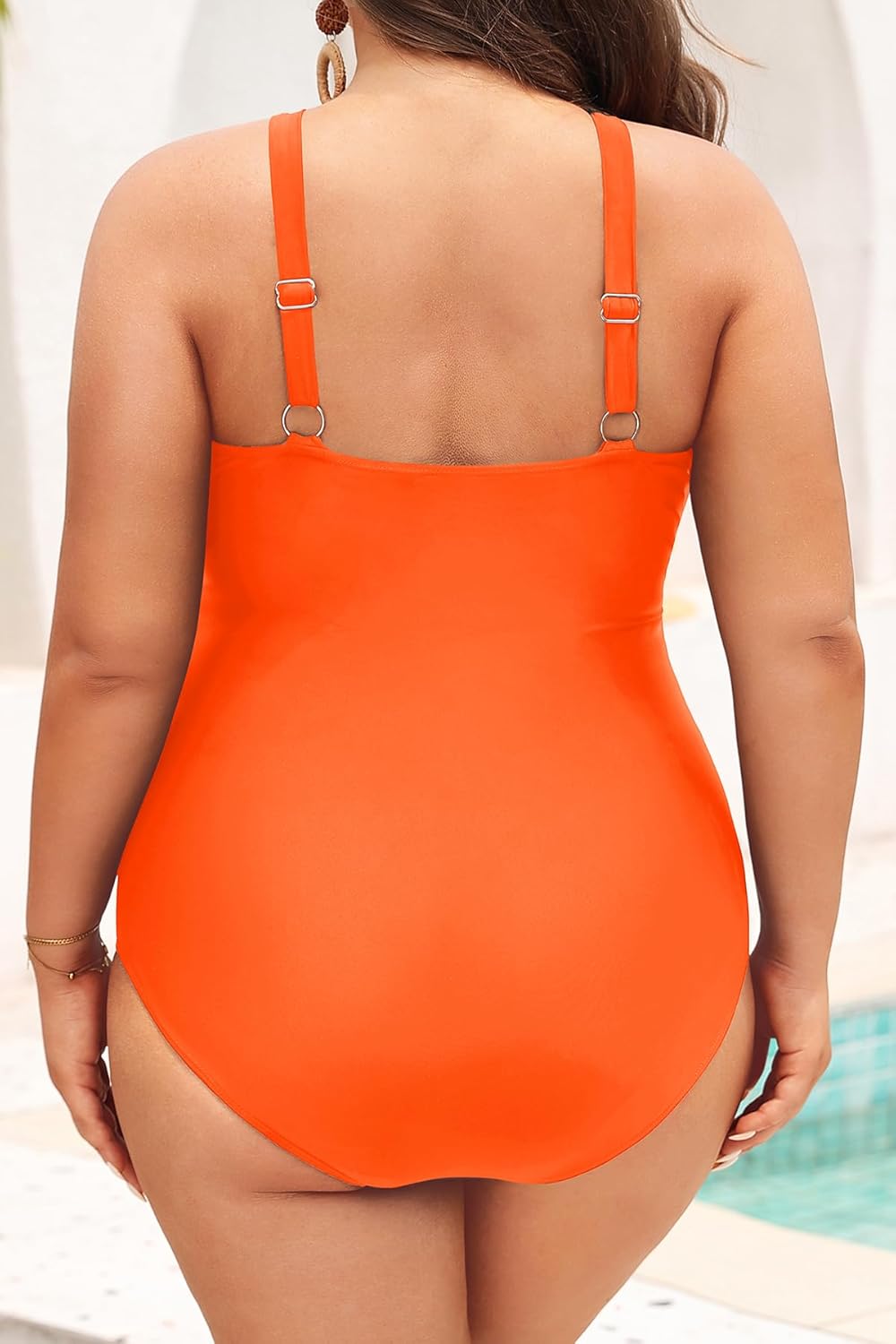 Daci Womens Front Cross Plus Size One Piece Swimsuits Tummy Control Keyhole Bathing Suits Swimwear - Image 2