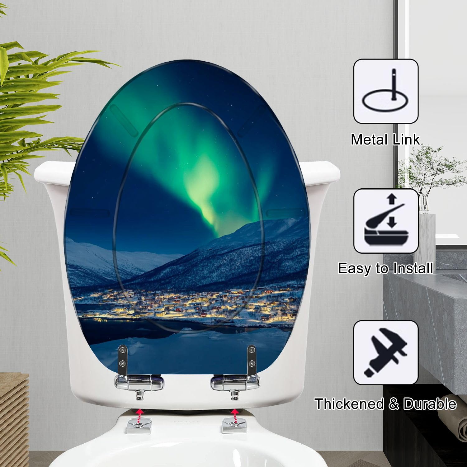 Asiento de inodoro alargado de resina Narvik Norway con cierre suave para