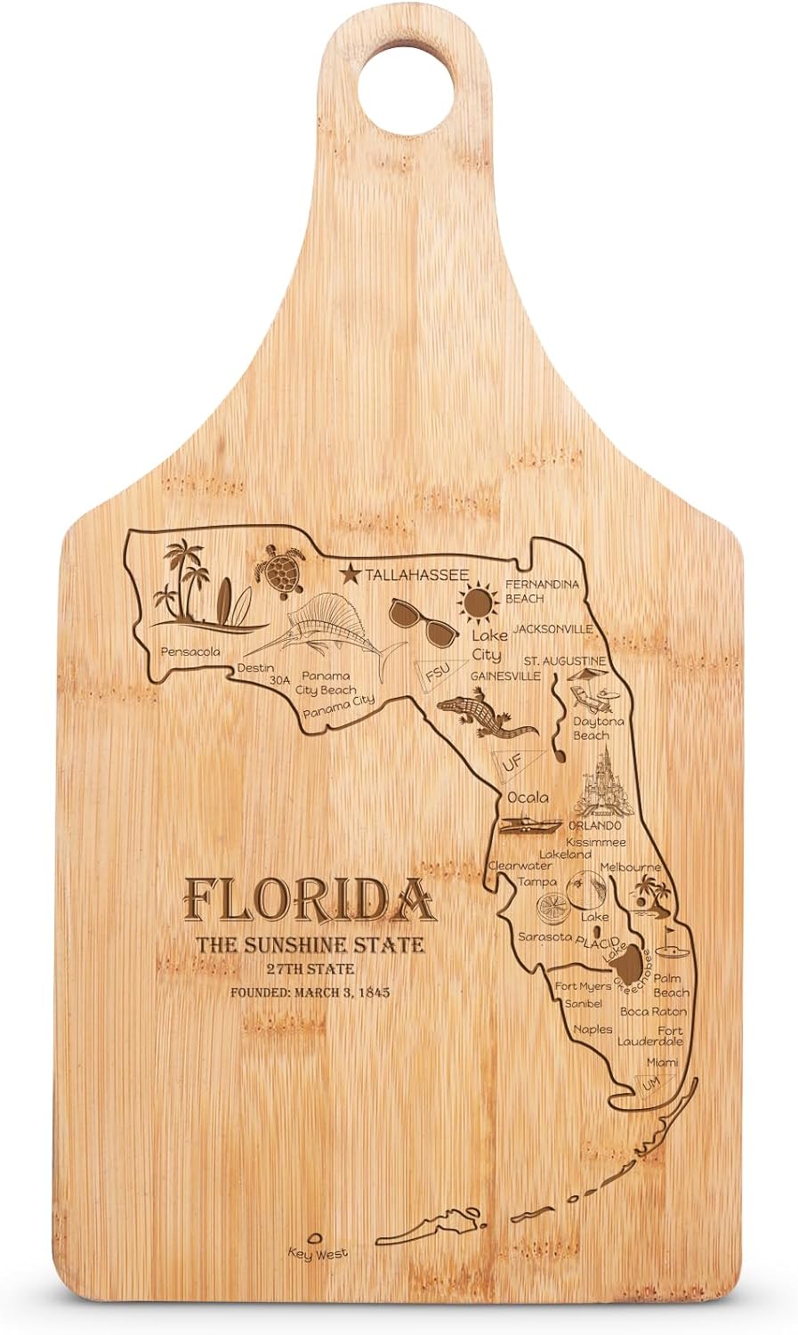 Premium Bamboo State-Shaped Cutting Board - USA Map Design, Kitchen Decor, Food Prep Tool, State Pride, Home Chef, Sustainable Wooden Chopping Blocks, Charcuterie and Cheese Board (Michigan)