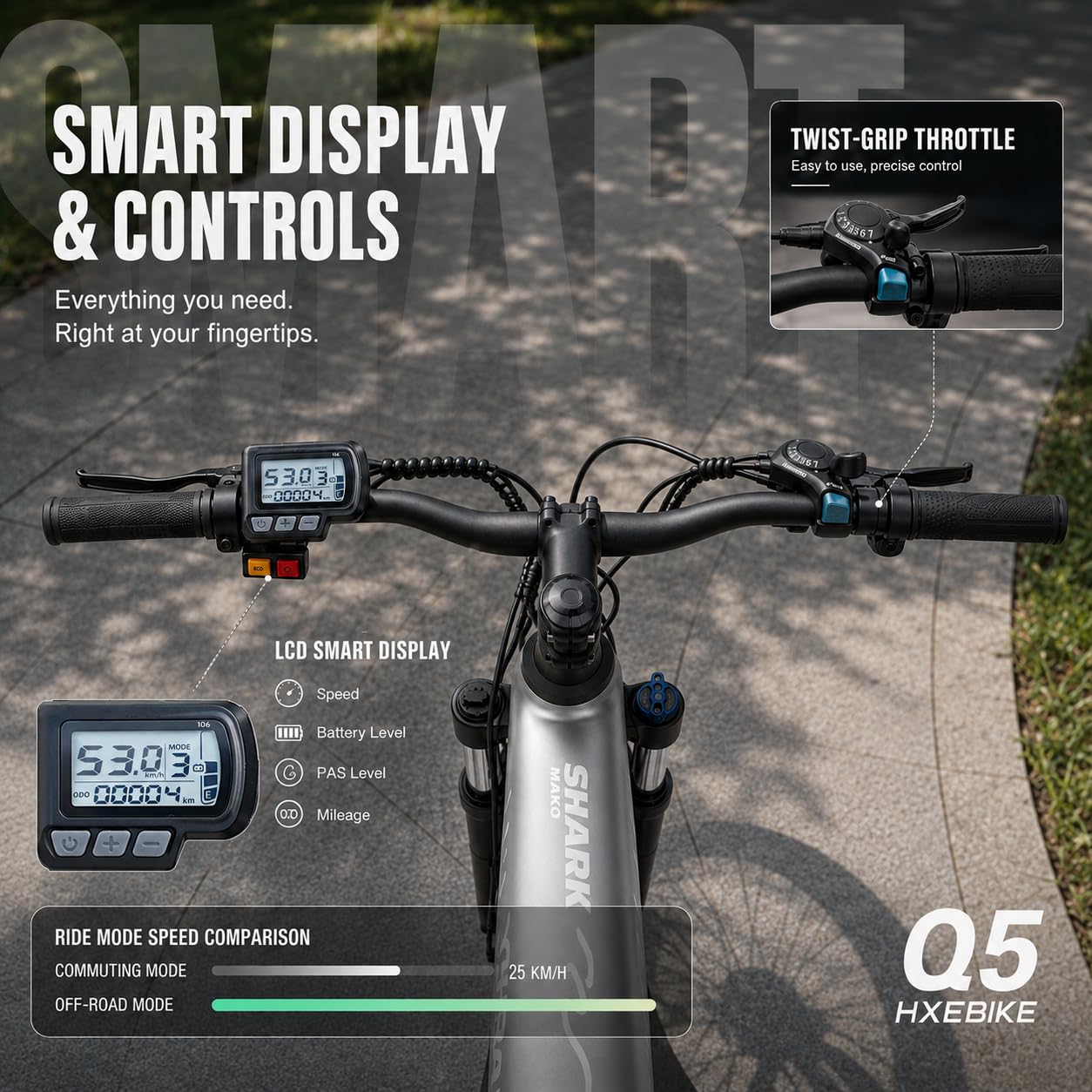 HX Q5 Shark Vélo Électrique Homme,27.5" VTT Électrique Adulte Ville Trajet Quotidien,85Nm 13/20Ah Batterie Amovible,Jusqu’à 60-220KM,Susp. & Freins Hydrauliques,EBike Cyclisme pour Tout-Terrain