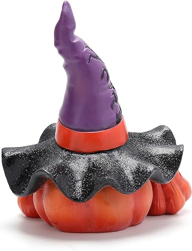 Miniatura 3 de Hodao Decoraciones de calabaza de Halloween con luz, sombrero de bruja hecho a mano, adornos de calabaza para decoración de Halloween, decoración de