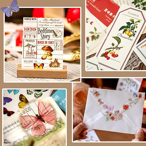 Miniatura 4 de 12 hojas de transferencia para manualidades de muebles, calcomanías vintage para transferencia de flores, plantas, hongos, mariposas, bayas,