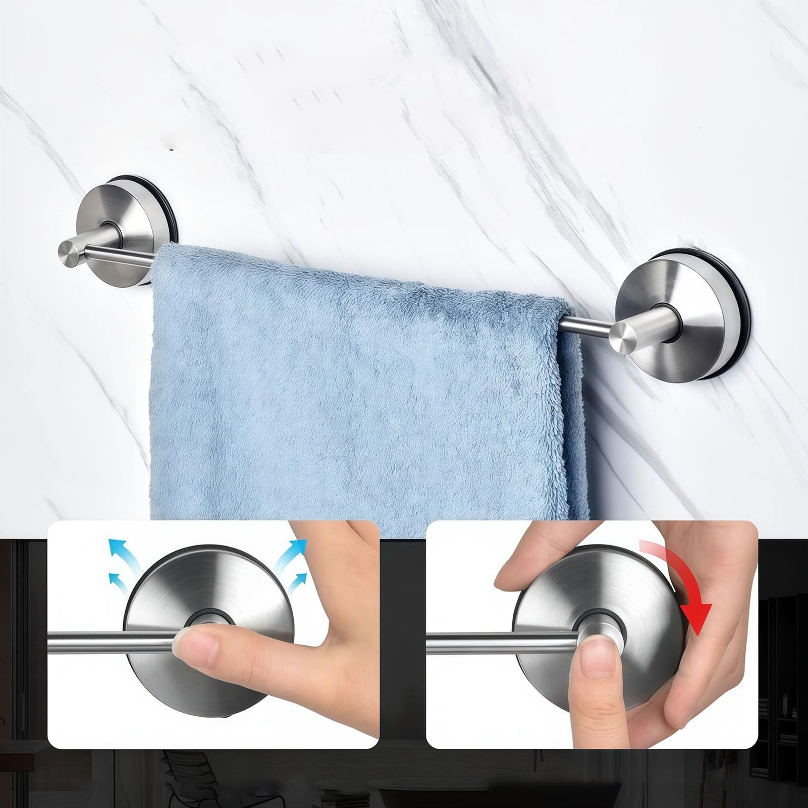 Toallero Telescópico Baño Barra Ajustable Acero | Inoxidable Colgar Toallas Organizar Ropa,Barra Pared para Baño Cocina(Negro)