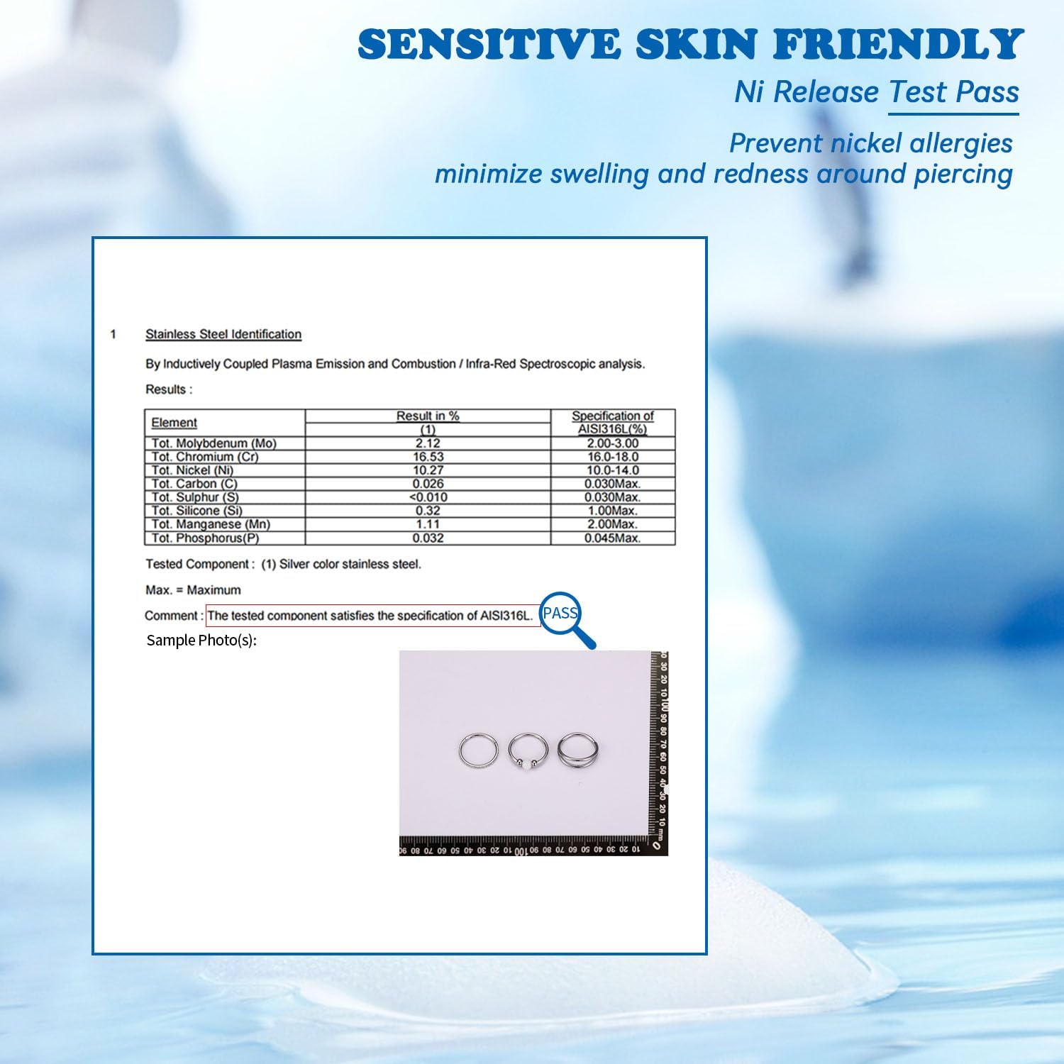 FUNLMO 3Pcs Nose Rings 316L Surgical Steel Septum Rings Tragus Helix Conch Rook Daith Piercing Jewelry Cartilage Earring Lip Rings for Women Men - Image 4