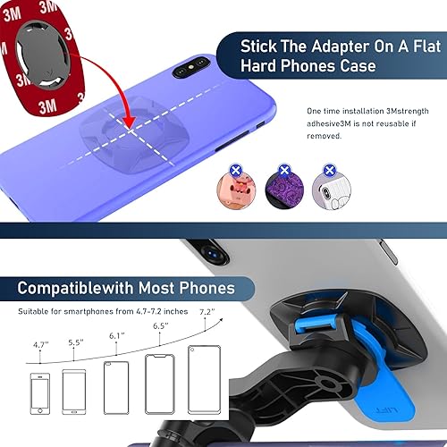 Miniatura 5 de Pack-1 Car Mobile Phone Bracket, Smartphones from 4.7In-7.2In, Mobile Phone Installation Seat, 360 Rotating Bracket Anti-Vibration, Universal for