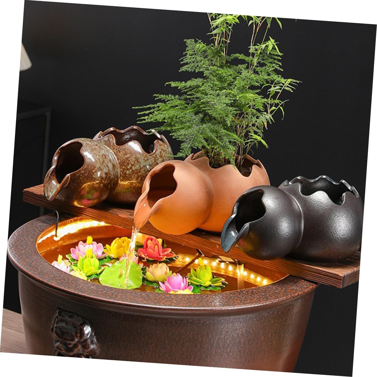 Ancient Method Aquarium Water Fountain Plate Natural Wood Construction for Healthy Water Movement and Aeration Fish Tanks for Indoor and Outdoor Decor