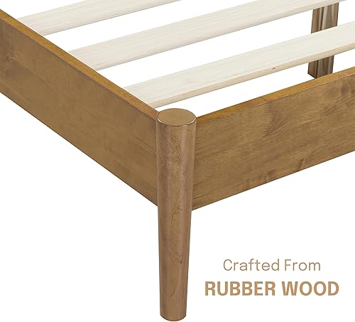 Miniatura 7 de NTC Inno - Bastidor de cama de madera con cabecero, base de roble sólido y goma con listones silenciosos y soportes centrales de madera, capacidad