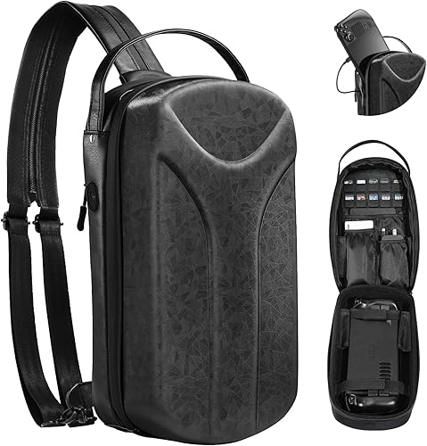 MoKo Funda de transporte para consola de vapor y accesorios, funda de transporte rígida 3D impermeable, mochila cruzada de hombro con múltiples