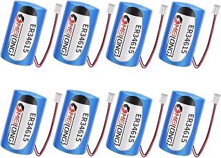 8Pcs 19000mAh 3.6V ER34615 Battery with Plug 2.0 Non-Rechargeable for Automobile tire Pressure Monitor,Smart Card,Electricity Meter,Wireless Tools