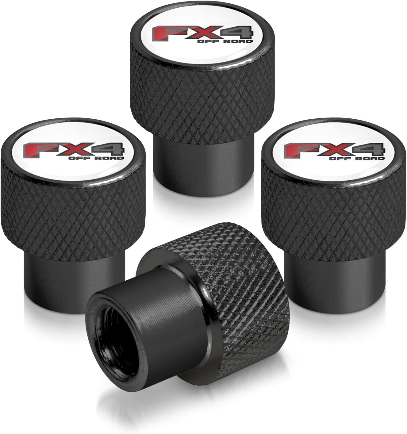 iPick Image for Ford F150 FX4 Off Road Black Easy-Grip Aluminum Tire Valve Stem Caps
