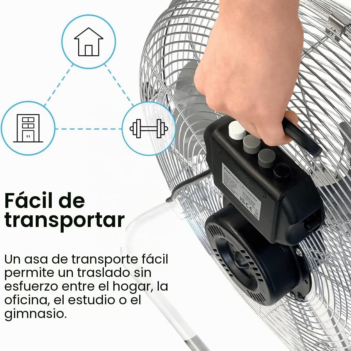 Ventilador de Suelo brivolt. BVVC90 — 3 Velocidades, 90W, Ø40cm