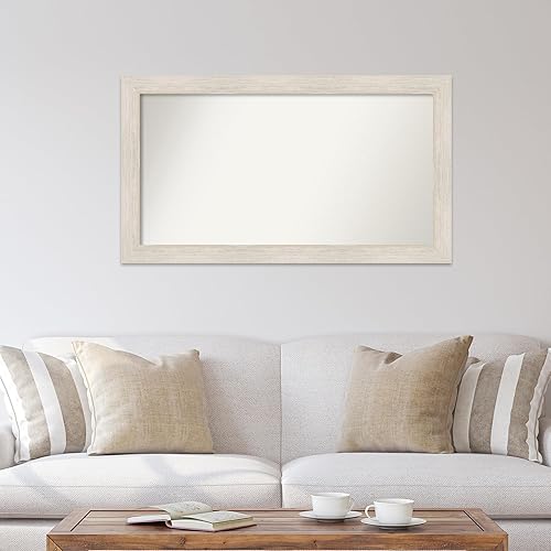 Miniatura 4 de Amanti Art Espejo de baño blanco para sobre el fregadero, 28 x 49 pulgadas, espejo de tocador rectangular de madera dura lavado blanco, marco de