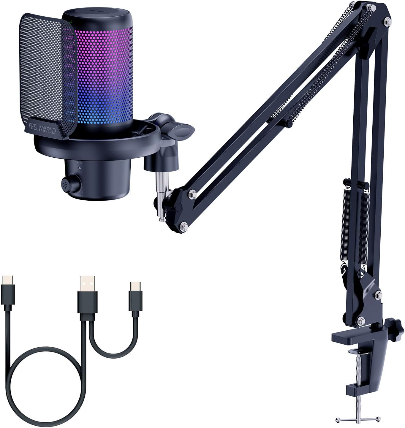 - VM1 Gaming PC USB Microphone Condenser Mic with Noise Cancellation Mute RGB Light, Computer Accessories Gifts for Gamer YouTube Twitch Podcast Streaming Recording Online Chat PS4 PS5